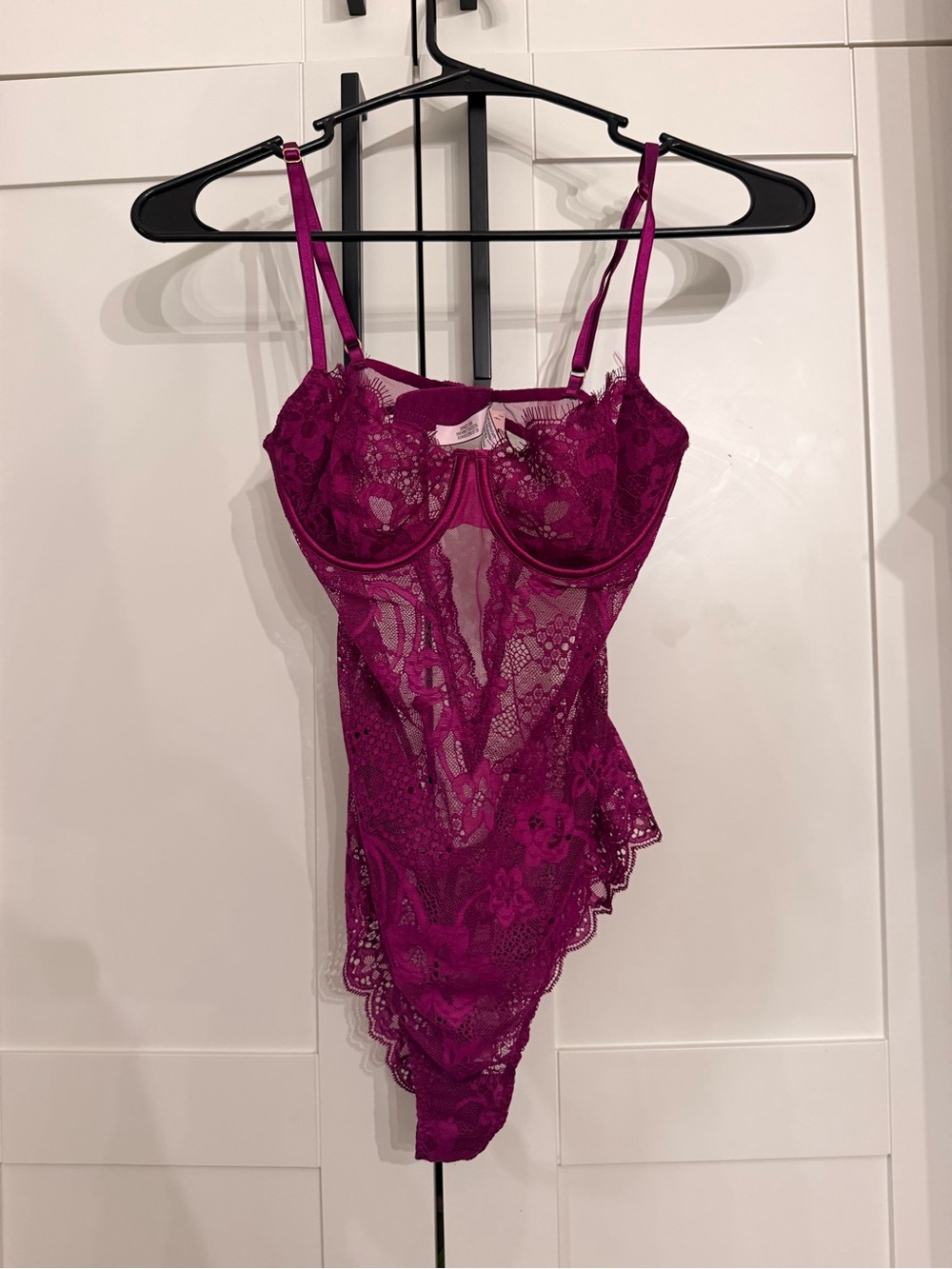 Victoria's Secret Magenta Lace Underwire Teddy